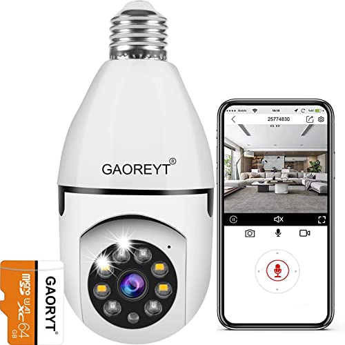 كاميرا GAORYT ذات المصباح الكهربائي ، كاميرا لمبة 360 درجة WiFi خارجية ، كاميرا أمان لاسلكية ذكية 1080P HD مع إنذار للكشف عن الحركة ، رؤية ليلية للمنزل في الداخل والخارج كاميرا GAORYT ذات المصباح الكهربائي ، كاميرا لمبة 360 درجة WiFi خارجية ، كاميرا أمان لاسلكية ذكية 1080P HD مع إنذار للكشف عن الحركة ، رؤية ليلية للمنزل في الداخل والخارج