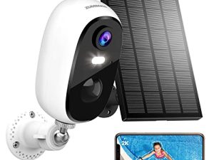 كاميرات أمان ZUMIMALL لاسلكية خارجية ، كاميرات مراقبة خارجية تعمل بالطاقة الشمسية 2K مزودة بتقنية WiFi مع رؤية ليلية ، وكشف التحدث ثنائي الاتجاه وكشف PIR ، وكاميرا مراقبة تعمل بالبطارية مع ضوء كشاف وصفارة الإنذار ، مقاومة للماء ، سحابة / SD