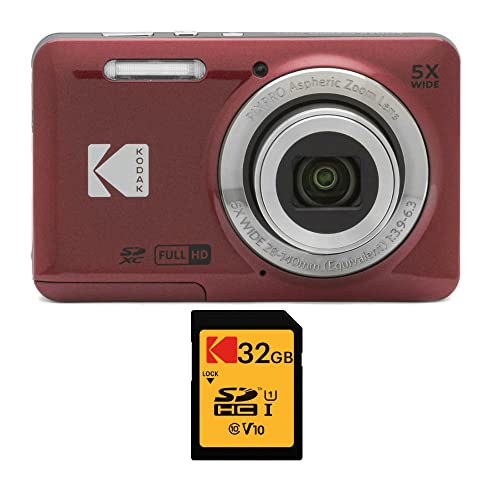 كوداك PIXPRO Friendly Zoom FZ55 (أحمر) مع حزمة بطاقة ذاكرة 32 جيجا بايت كوداك PIXPRO Friendly Zoom FZ55 (أحمر) مع حزمة بطاقة ذاكرة 32 جيجا بايت