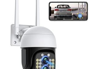 كاميرا مراقبة لاسلكية PTZ 10x Hybrid Zoom 4MP خارجية ، مسافة عرض 165FT ، عدسة مزدوجة 360 ° PTZ ، كاميرا مراقبة منزلية ، تتبع تلقائي ، رؤية ليلية ملونة ، صوت ثنائي الاتجاه ، إنذار صوتي وضوء
