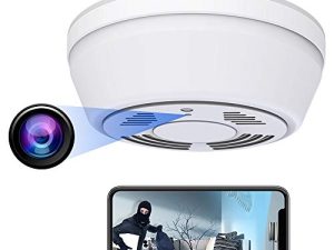 كاشف دخان الكاميرا الخفية - كاميرا تجسس 180 يومًا في وضع الاستعداد Mini HD 1080P WiFi للرؤية الليلية وكشف الحركة ومسجل فيديو في الوقت الحقيقي لمشاهدة مربية