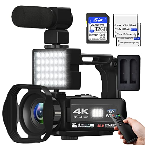 VETEK 4K Video Camera Camcorder ، Vlogging Camera for YouTube ، 3.0 "270 ° Rotatable Touch Screen 18X Digital Zoom Video Recording Camera with WiFi Camcorder، 32GB SD Card، 2.4G Remote and 2 B Battery VETEK 4K Video Camera Camcorder ، Vlogging Camera for YouTube ، 3.0 "270 ° Rotatable Touch Screen 18X Digital Zoom Video Recording Camera with WiFi Camcorder، 32GB SD Card، 2.4G Remote and 2 B Battery
