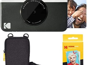 كاميرا Kodak Printomatic الفورية (أسود) حزمة أساسية + ورق Zink (20 ورقة) + حقيبة فاخرة