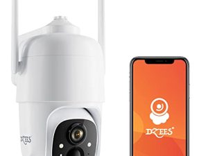 Dzees 2K كاميرات الأمان اللاسلكية الخارجية WiFi ، صفارة الإنذار أضواء كاشفة في الهواء الطلق كاميرا لاسلكية تعمل بالبطارية ، كاميرا PTZ 360 درجة ، كشف الحركة بالذكاء الاصطناعي ، حديث ثنائي الاتجاه ، رؤية ليلية ملونة ، IP66 ، Cloud / SD