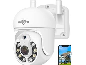 كاميرا مراقبة Hiseeu Pan / Tilt / Zoom ، WHD203،3MP كاميرا مراقبة لاسلكية خارجية ، رؤية ليلية كاملة الألوان ، صوت ثنائي الاتجاه ، IP66 مقاوم للماء ، كشف الحركة
