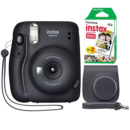 Fujifilm Instax Mini 11 كاميرا فورية رمادي فحمي + حافظة مخصصة مصغرة + فيلم Fuji Instax Film 20 ورقة عبوة مزدوجة Fujifilm Instax Mini 11 كاميرا فورية رمادي فحمي + حافظة مخصصة مصغرة + فيلم Fuji Instax Film 20 ورقة عبوة مزدوجة