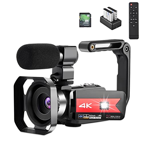 OIEXI Video Camera 4K Camcorder Vlog Camera for YouTube ، HD Digital Camera with 16X Digital Zoom and Night Vision ، Video Recorder with Microphone (32GB SD Card ، 2 B b البطاريات) OIEXI Video Camera 4K Camcorder Vlog Camera for YouTube ، HD Digital Camera with 16X Digital Zoom and Night Vision ، Video Recorder with Microphone (32GB SD Card ، 2 B b البطاريات)