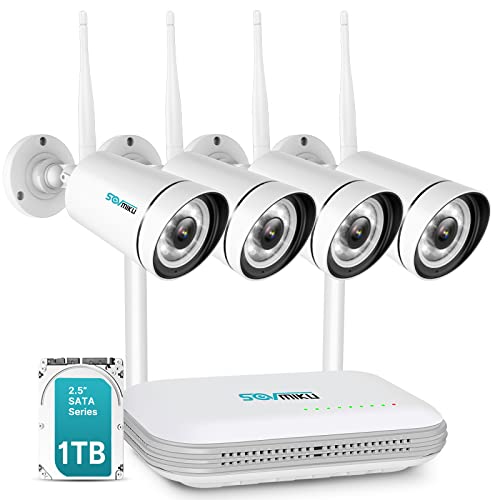 【H.265 + Mini DVR】 SOVMIKU كاميرا مراقبة منزلية خارجية وداخلية ، نظام مراقبة لاسلكي 8CH مع 4 قطع 3MP كاميرات عالية الدقة 1 تيرا بايت HDD فلودلايت رصد الوجه / الإنسان 【H.265 + Mini DVR】 SOVMIKU كاميرا مراقبة منزلية خارجية وداخلية ، نظام مراقبة لاسلكي 8CH مع 4 قطع 3MP كاميرات عالية الدقة 1 تيرا بايت HDD فلودلايت رصد الوجه / الإنسان