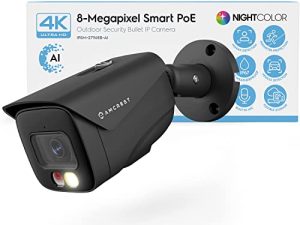 Amcrest 4K IP PoE AI Camera UltraHD 8MP Security Outdoor Camera ، FOV 129 ° ، 49ft Color Nightvision ، اكتشاف الإنسان والمركبة ، IP67 مانعة لتسرب الماء ، 4K (3840x2160) @ 15fps ، أسود ، IP8M-2796EB-AI