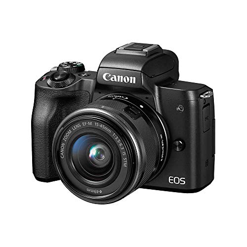 مجموعة كاميرات فيديو كانون EOS M50 بدون مرآة مع عدسة EF-M 15-45mm ، أسود مجموعة كاميرات فيديو كانون EOS M50 بدون مرآة مع عدسة EF-M 15-45mm ، أسود