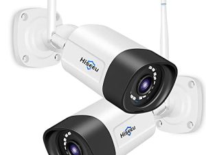 Hiseeu 【2K ، كاميرات صوت ثنائية الاتجاه للأمن المنزلي ، وكاميرا مراقبة خارجية ، وكاميرات IP للمراقبة بدقة 3 ميجابكسل ، ومقاومة للماء IP66 ، ومشاهدة عن بُعد ، وكشف الحركة ، والرؤية الليلية ، وفتحة SD والتخزين السحابي