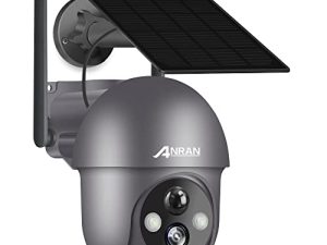 ANRAN Security Camera Wireless Outdoor with 360 ° View، 2K Solar Outdoor Camera with Smart Siren، Spotlight Vision، Color Night Vision، PIR Human Detection، Pan Tilt Control، 2-Way Talk، IP65، Q1 Grey