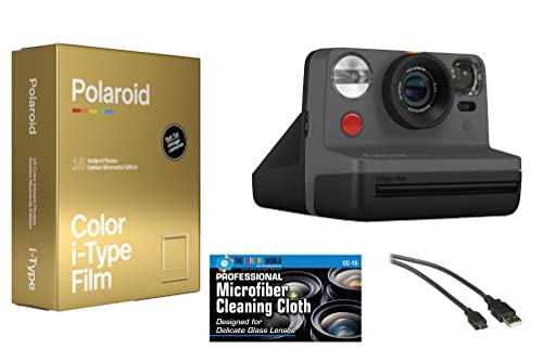 مجموعة هدايا Polaroid Now i-Type Instant Film Camera (سوداء) + حزمة هدايا Polaroid Golden Moments Film Double Pack مجموعة هدايا Polaroid Now i-Type Instant Film Camera (سوداء) + حزمة هدايا Polaroid Golden Moments Film Double Pack