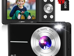 كاميرا رقمية ، كاميرا نسويلا FHD 1080P 44 ميجابكسل للأطفال مع بطاقة 32 جيجا بايت ، كاميرا مدمجة بوينت آند شوت ، كاميرا فيديو رقمية 16X زووم ، كاميرا أطفال صغيرة محمولة للطلاب المراهقين (أسود)