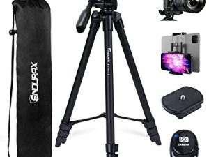 حامل كاميرا Endurax 60 بوصة ثلاثي القوائم لكاميرا Canon Rebel Eos Nikon DSLR ، حوامل ثلاثية للسفر للهاتف اللوحي مع جهاز تحكم عن بعد
