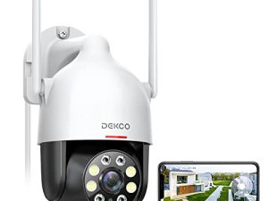 كاميرا DEKCO 2K للأماكن الخارجية / المنزل ، كاميرات مراقبة خارجية واي فاي ، زاوية إمالة 360 درجة ، 3 ميجابيكسل على شكل قبة مع كشف الحركة وصفارة الإنذار ، صوت ثنائي الاتجاه ، رؤية ليلية بالألوان الكاملة ، مقاومة للماء