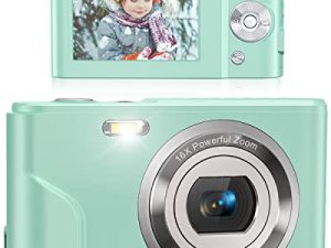 كاميرا رقمية ، Lecran FHD 1080P 36.0 Mega Pixel Vlogging Camera with 16X Digital Zoom ، شاشة LCD ، كاميرات صغيرة محمولة صغيرة للطلاب والمراهقين والأطفال (أخضر)