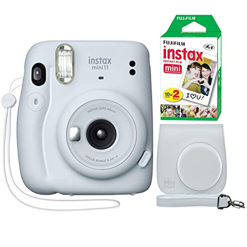 Fujifilm Instax Mini 11 كاميرا فورية أبيض ثلجي + حافظة مخصصة مصغرة + فيلم Fuji Instax Film 20 ورقة عبوة مزدوجة Fujifilm Instax Mini 11 كاميرا فورية أبيض ثلجي + حافظة مخصصة مصغرة + فيلم Fuji Instax Film 20 ورقة عبوة مزدوجة