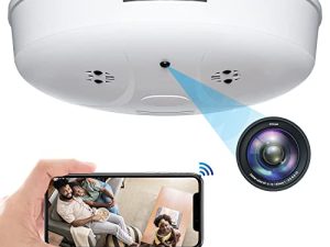 Obdeprlone كاميرا خفية كاشف دخان واي فاي كاميرا تجسس كاميرات خفية HD 1080P كاميرا لاسلكية صغيرة مع رؤية ليلية وكشف الحركة وكاميرات تجسس لأمن المنزل كاميرات مربية