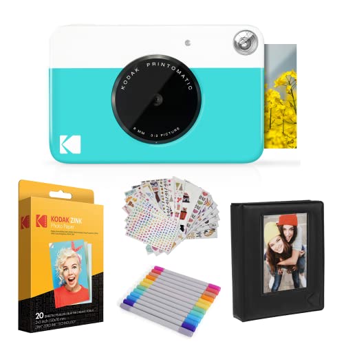 مجموعة هدايا Kodak Printomatic Instant Camera (زرقاء) + ورق زنك (20 ورقة) + حافظة + 7 مجموعات ملصقات + علامات + ألبوم صور. مجموعة هدايا Kodak Printomatic Instant Camera (زرقاء) + ورق زنك (20 ورقة) + حافظة + 7 مجموعات ملصقات + علامات + ألبوم صور.