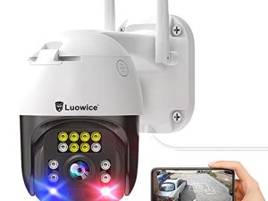 Luowice 5MP PTZ Security Camera Outdoor FHD WiFi IP Camera with Humaniod Detection، Auto Tracking، Color Night Vision، Pan and Tilt، Two Way Talk، Floodlight and Siren، Waterproof