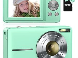 كاميرا رقمية للأطفال ، كاميرا Lecran 1080P 44 ميجابكسل للأطفال مع 32 جيجابايت كارد بوينت وكاميرا تصوير مع تكبير 16X ، كاميرات محمولة مدمجة هدية عيد الميلاد للأطفال والمراهقين والبنات (أخضر)