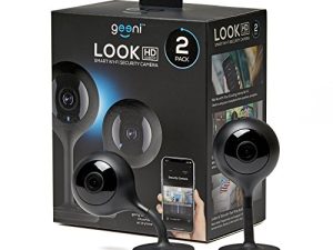 كاميرا أمان ذكية داخلية من Geeni Look ، 1080p HD مراقبة مع 2-Way Talk ومستشعر الحركة ، تعمل مع Alexa و Google Home ، لا يوجد محور مطلوب ، أسود (عبوتان)