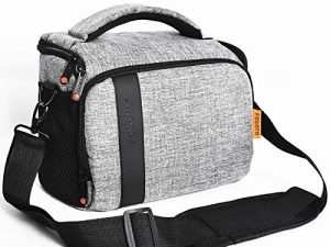 حقيبة كاميرا FOSOTO Compact SLR / DSLR أنيقة للكاميرا متوافقة مع Nikon P900 B500 D3500 D5600 D7500 ، Canon EOS T6 T7i T5 4000D 80D ، جراب كتف كاميرا Sony A73 بدون مرآة مقاوم للماء (رمادي)