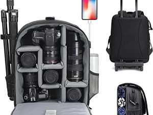 حقيبة ظهر كاميرا كادين احترافية لكاميرا DSLR / SLR عديمة المرآة مقاومة للماء ، جراب كاميرا متوافق مع ملحقات كاميرا نيكون وكاميرا نيكون من سوني (كبير ، 5.0 أسود)