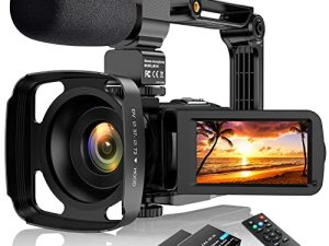 كاميرا فيديو كاميرا فيديو UHD 2.7K 30FPS 36MP IR Night الإصدار ومسجل كاميرا Vlogging 3.0 بوصة تعمل باللمس 16X كاميرا زووم رقمي مع ميكروفون ومثبت يدوي وغطاء عدسة وجهاز تحكم عن بعد وبطاريتين