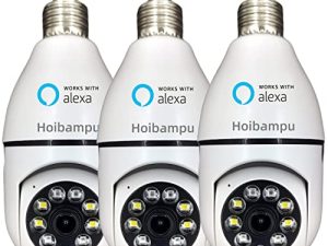 Hoibampu 3 PCS Native 2MP 1080P WiFi Socket Light Bulb Security Camera 2.4GHz 355 Degree Wireless Surveillance Blubs Camera Smart Premium Talk في اتجاهين لا مقاوم للماء