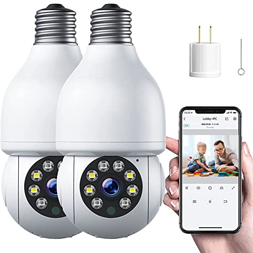 ACTMAN 2 PCS Light Socket Security Camera with Alexa ، 1080P Lightbulb Camera Outdoor Wireless WiFi ، رؤية ليلية ملونة ، تنبيهات ذكية ، تتبع الحركة ، صوت ثنائي الاتجاه ، 2.4G WiFi ، لأمن المنزل ACTMAN 2 PCS Light Socket Security Camera with Alexa ، 1080P Lightbulb Camera Outdoor Wireless WiFi ، رؤية ليلية ملونة ، تنبيهات ذكية ، تتبع الحركة ، صوت ثنائي الاتجاه ، 2.4G WiFi ، لأمن المنزل