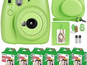 كاميرا FujiFilm Instax Mini 9 الفورية + فيلم Fujifilm Instax Mini (60 ورقة) حزمة مع ملحقات رقم واحد بما في ذلك حقيبة الحمل وعدسة السيلفي وألبوم الصور (أخضر ليموني)