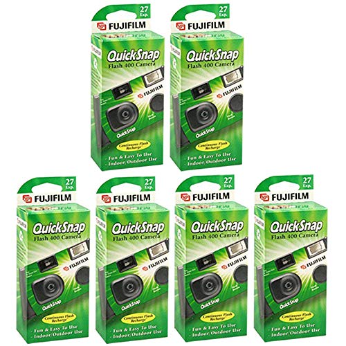كاميرا Fujifilm Quicksnap Flash 400 للاستخدام الفردي مع فلاش ، عبوة من 6 كاميرا Fujifilm Quicksnap Flash 400 للاستخدام الفردي مع فلاش ، عبوة من 6