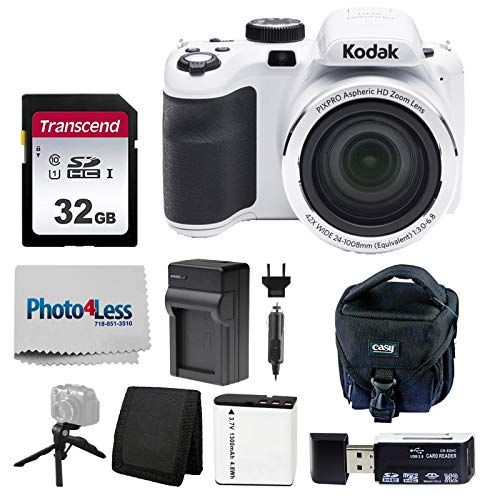 PHOTO4LESS Kodak PIXPRO AZ421 كاميرا رقمية (أبيض) + حافظة كاميرا بوينت آند شوت + بطاقة ذاكرة SD بسعة 32 جيجا بايت + بطارية إضافية + قارئ بطاقة USB + حامل ثلاثي القوائم + ملحقات PHOTO4LESS Kodak PIXPRO AZ421 كاميرا رقمية (أبيض) + حافظة كاميرا بوينت آند شوت + بطاقة ذاكرة SD بسعة 32 جيجا بايت + بطارية إضافية + قارئ بطاقة USB + حامل ثلاثي القوائم + ملحقات