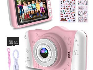 كاميرا WOWGO Kids الرقمية - كاميرا للأطفال بدقة 12 ميجابكسل مع شاشة كبيرة للأولاد والبنات ، وكاميرا إلكترونية قابلة لإعادة الشحن 1080 بكسل مع بطاقة TF 32 جيجابايت