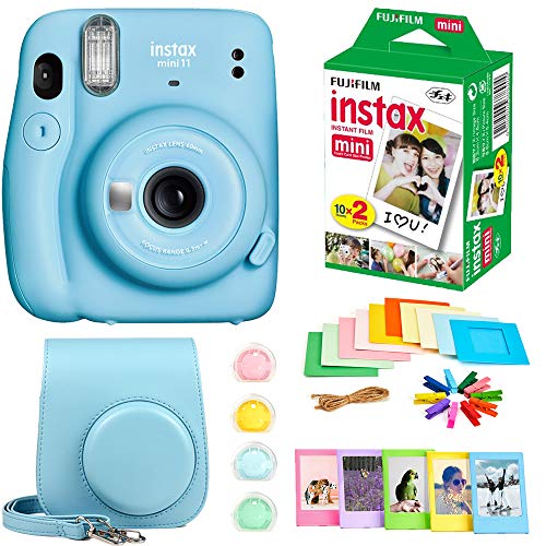 كاميرا Fujifilm Instax Mini 11 الفورية + فيلم Instax Mini Twin Pack + إطارات معلقة + إطارات بلاستيكية + حافظة + فلاتر مقربة - حزمة شاملة! (السماء الزرقاء) كاميرا Fujifilm Instax Mini 11 الفورية + فيلم Instax Mini Twin Pack + إطارات معلقة + إطارات بلاستيكية + حافظة + فلاتر مقربة - حزمة شاملة! (السماء الزرقاء)