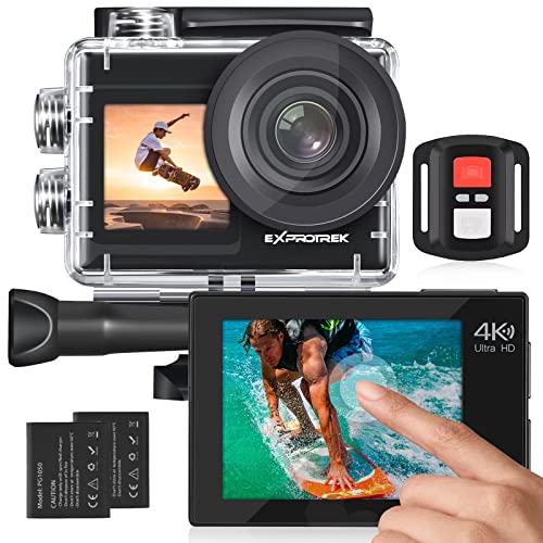 Exprotrek 4K Action Camera مع شاشة تعمل باللمس ، ثبات EIS ، زاوية عريضة للغاية 170 درجة ، 40 متر كاميرا مقاومة للماء تحت الماء ، كاميرا رياضية بجهاز تحكم عن بعد مع مجموعة ملحقات خوذة Exprotrek 4K Action Camera مع شاشة تعمل باللمس ، ثبات EIS ، زاوية عريضة للغاية 170 درجة ، 40 متر كاميرا مقاومة للماء تحت الماء ، كاميرا رياضية بجهاز تحكم عن بعد مع مجموعة ملحقات خوذة