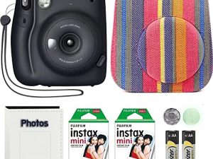 كاميرا Fujifilm Instax Mini 11 مع حقيبة NeeGo وفيلم فوجي الفوري (20 ورقة) وألبوم صور NeeGo (رمادي فحمي)