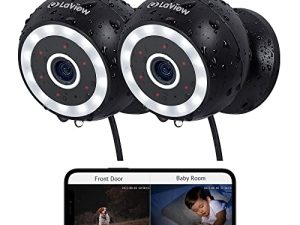 كاميرات مراقبة LaView 4MP 2K خارجية سلكية داخلية ، IP65 ، مستشعر ضوء النجوم ، رؤية ليلية 100 قدم ، اكتشاف الحركة / الكشف عن الأشخاص ، صوت / إضاءة ثنائية الاتجاه ، سحابة الولايات المتحدة ، متوافقة مع Alexa و iOS و Android والوصول إلى الويب