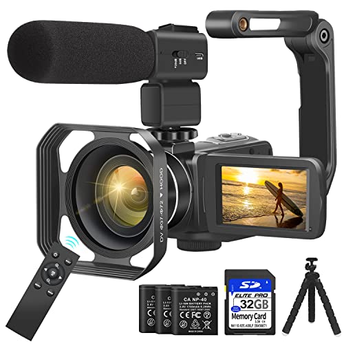 KOMERY Camcorders Video Camera 4K 56MP UHD Video Camera for YouTube with External Mic Video Camera Camcorder with 32G SD Card 2.4G Remote IR Night Vision، 18X Digital Zoom Camcorder WiFi KOMERY Camcorders Video Camera 4K 56MP UHD Video Camera for YouTube with External Mic Video Camera Camcorder with 32G SD Card 2.4G Remote IR Night Vision، 18X Digital Zoom Camcorder WiFi