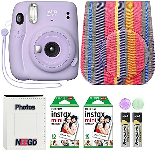 كاميرا Fujifilm Instax Mini 11 مع حافظة وفيلم فوجي الفوري (20 ورقة) وألبوم صور (أرجواني أرجواني) كاميرا Fujifilm Instax Mini 11 مع حافظة وفيلم فوجي الفوري (20 ورقة) وألبوم صور (أرجواني أرجواني)