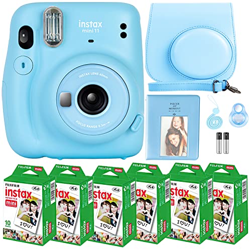كاميرا Fujifilm Instax Mini 11 مع فيلم Fujifilm Instant Mini (60 ورقة) مع مجموعة من الإكسسوارات رقم واحد بما في ذلك حقيبة الحمل وعدسة السيلفي وألبوم الصور والملصقات (أزرق سماوي) كاميرا Fujifilm Instax Mini 11 مع فيلم Fujifilm Instant Mini (60 ورقة) مع مجموعة من الإكسسوارات رقم واحد بما في ذلك حقيبة الحمل وعدسة السيلفي وألبوم الصور والملصقات (أزرق سماوي)