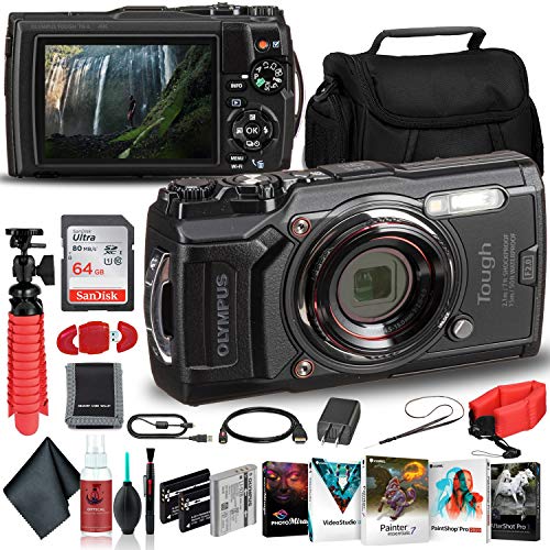 كاميرا Olympus Tough TG-6 المقاومة للماء (سوداء) - حزمة المغامرات - مع بطاريتين إضافيتين + حزام عائم + بطاقة ذاكرة Ultra سعة 64 جيجابايت من Sandisk + حافظة مبطنة + حامل ثلاثي القوائم مرن + مجموعة برامج صور + المزيد كاميرا Olympus Tough TG-6 المقاومة للماء (سوداء) - حزمة المغامرات - مع بطاريتين إضافيتين + حزام عائم + بطاقة ذاكرة Ultra سعة 64 جيجابايت من Sandisk + حافظة مبطنة + حامل ثلاثي القوائم مرن + مجموعة برامج صور + المزيد