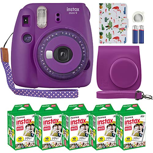 كاميرا Fujifilm Instax Mini 9 الفورية ، أرجواني شفاف مع لهجات شفافة مع حافظة مخصصة + حزمة قيمة لفيلم Fuji Instax (50 ورقة) ألبوم صور مصمم لصور Fuji instax Mini 9 كاميرا Fujifilm Instax Mini 9 الفورية ، أرجواني شفاف مع لهجات شفافة مع حافظة مخصصة + حزمة قيمة لفيلم Fuji Instax (50 ورقة) ألبوم صور مصمم لصور Fuji instax Mini 9