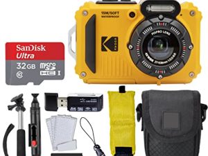 كاميرا Kodak PIXPRO WPZ2 الرقمية + بطاقة SanDisk Ultra 32GB microSDHC UHS-I + جراب Black Point & Shoot + حزام معصم عائم للكاميرات تحت الماء / مقاومة للماء + ملحقات