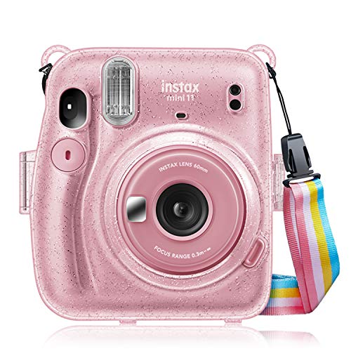 جراب Fintie الواقي الشفاف لكاميرا Fujifilm Instax Mini 11 بفيلم فوري - غطاء صلب كريستالي مع حزام كتف قوس قزح قابل للإزالة ، وردي لامع جراب Fintie الواقي الشفاف لكاميرا Fujifilm Instax Mini 11 بفيلم فوري - غطاء صلب كريستالي مع حزام كتف قوس قزح قابل للإزالة ، وردي لامع