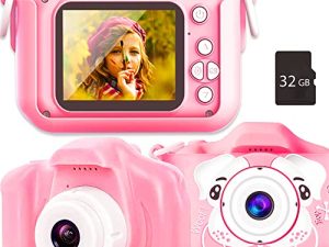 كاميرا Sinceroduct Mini Kids للفتيات والفتيان - كاميرا رقمية بدقة 20 ميجابكسل للأطفال والأطفال الصغار - كاميرا فيديو سيلفي للأطفال ، وشاشة IPS 2.0 بوصة - بطاقة SD سعة 32 جيجابايت - وردي