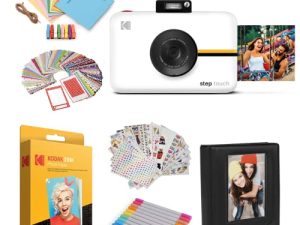 كوداك ستيب تاتش | كاميرا رقمية 13 ميجابكسل وطابعة فورية مع شاشة لمس LCD مقاس 3.5 بوصة ، حزمة بدء تشغيل فيديو 1080 بكسل عالي الدقة (أبيض)