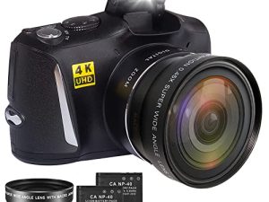 كاميرا رقمية مع عدسة ماكرو وزاوية عريضة 48 ميجابكسل وكاميرا فيديو عالية الدقة بدقة 48 ميجابكسل وكاميرا فيديو مدمجة ليوتيوب وشاشة 3.0 بوصة وكاميرا مدمجة للتصوير الفوتوغرافي للمبتدئين والمراهقين مع بطاريتين قابلتين لإعادة الشحن
